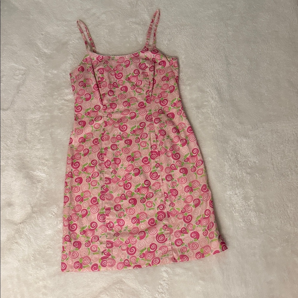 Lilly Pulitzer Pink and Green Rolls Royce Snail White Label Sheath Sundress